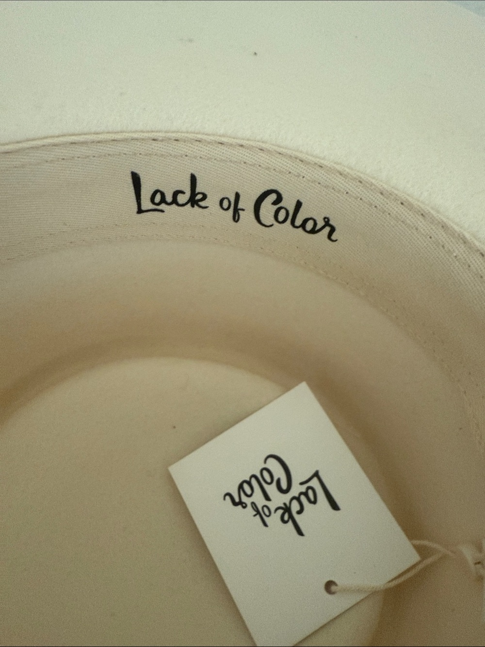 Lack Of Color Cream Felt Wide-Brim Hat with Blue Patterned Band - Picture 4 of 4